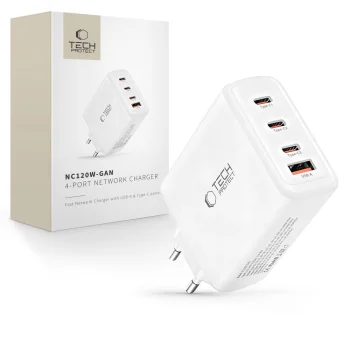 Tech-Protect NC120W-GAN 120W 4-Port Wall Charger - White