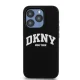 DKNY iPhone 15 Pro Case Liquid Silicone White Printed Logo MagSafe, Black