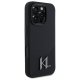 Karl Lagerfeld Silicone Shadow Metal Initial MagSafe Case for iPhone 16 Pro, Black