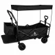 LUARO Folding Transport Wagon Cart with Canopy and Net, 120L, Black