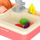 Kids sink with real running water and kitchen accessories, 15 pcs, pink