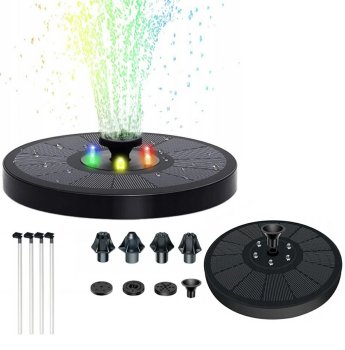 Solar Pond Fountain Pump with RGB LED Lighting, Black