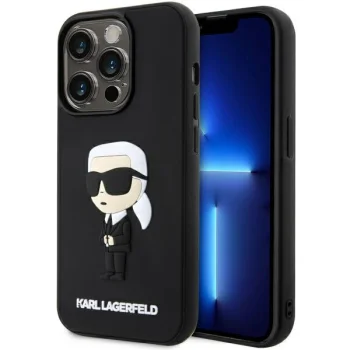 Karl Lagerfeld iPhone 14 Pro Case 3D Rubber Icon, Black