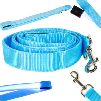 LED Light Up Dog Leash for Night Walking Safety, 1.2 m, Blue