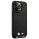 BMW iPhone 14 Pro Max Case Leather Stamp Tricolor MagSafe Black