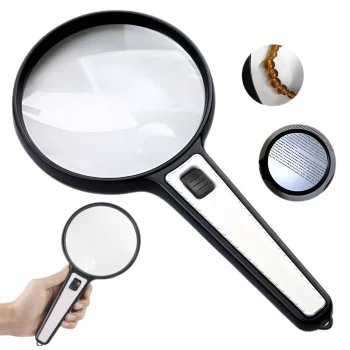 Handheld Magnifying Glass with LED Light 10x / 30x Reading Magnifier, Black/White