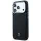 Mercedes Leather Semi Wrap Wood Effect MagSafe Case for iPhone 17 Pro Max, Black