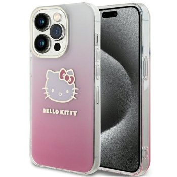Apple iPhone 15 Pro 6.1'' Hello Kitty IML Gradient Electrop Kitty Head Cover Case, Pink