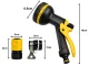 Garden Spray Gun with 10 Watering Modes and Connectors, Yellow/Black