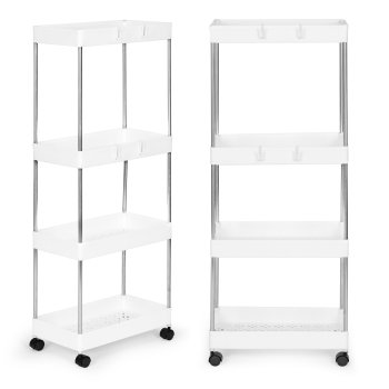 ModernHome 4-Tier Rolling Storage Cart for Bathroom & Kitchen, White