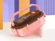Pink Lunch Box with 3 Compartments and Cutlery