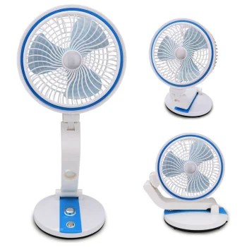 Foldable Wireless Desk Fan with LED Lamp, Blue