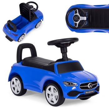 Mercedes C-Class Ride-On Car with Interactive Steering Wheel and Sounds, Blue