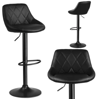 Sofotel Nerra Adjustable Bar Stool with Back and Black Base, Black