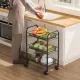 Storage Trolley on Wheels, Rolling Cart Organizer Shelf for Bathroom Kitchen Laundry Room Narrow Places, Black