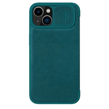 Nillkin Qin Leather Pro Case for iPhone 14 Plus Camera Cover Flip Case, Green