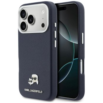 Karl Lagerfeld Karl & Choupette Saffiano MagSafe Case for iPhone 17 Pro Max, Blue