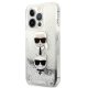 Karl Lagerfeld iPhone 13 / 13 Pro Case Liquid Glitter Karl & Choupette, Silver