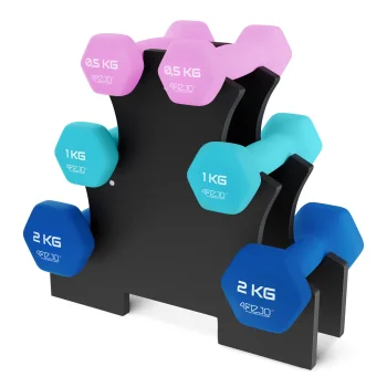 4Fizjo 1438 Cast Iron Dumbbell Set with Stand, 7 kg