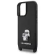 Karl Lagerfeld iPhone 16 Case Saffiano Karl&Choupette Metal Pin with Strap, Black