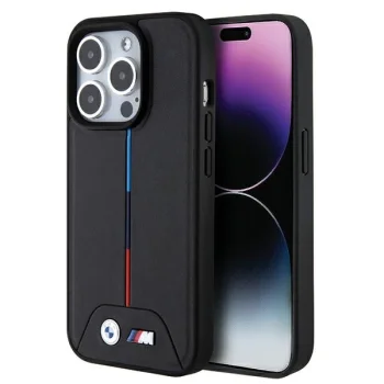 BMW Quilted Tricolor MagSafe Case for iPhone 15 Pro Max Black