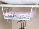 Under-Shelf Hanging Metal Basket with 5 Hooks and Paper Towel Holder, White