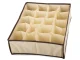 Underwear and Socks Drawer Organizer, 16 Compartments, Beige