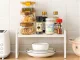 Single level metal shelf for kitchen countertop organizer loft stand