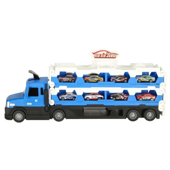 Foldable Car Transporter Track XXL with 10 Cars, Blue