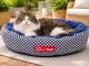 Soft Round Pet Bed for Dogs and Cats, 53 cm, Black & White