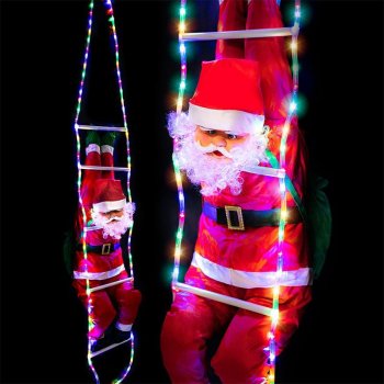 Climbing Santa Claus on LED Ladder XXL Outdoor Christmas Decoration