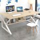 Computer and office desk with shelf, 100x60 cm, light brown/white