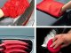 Complete Car Detailing Kit with Cleaning Brushes and Organizer Bag, Red-Black