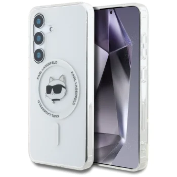 Karl Lagerfeld Button Choupette MagSafe Case for Samsung Galaxy S25+, White