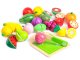 ECOTOYS Wooden Cutting Play Food Fruit Set 20 Pieces for Toddlers