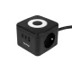 Huslog Cube Extension Cord with LED Light HUS1001, Black