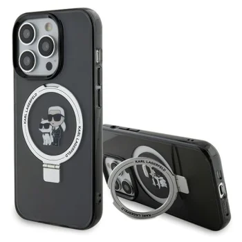 Karl Lagerfeld iPhone 15 Pro Max Case Ring Stand Karl & Choupette MagSafe, Black