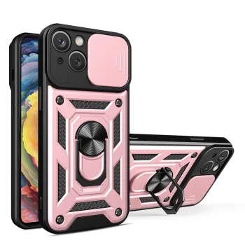 Hybrid Armor Camshield dėklas iPhone 14 Plus su kameros dangteliu, rožinis