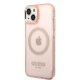 Guess iPhone 14 Plus Case Gold Outline MagSafe Rose Gold