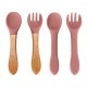 Set of silicone children\'s dishes 9 elements, dark pink