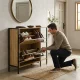 ModernHome Shoe Storage Cabinet with Side Shelf 89 x 24 x 86.5 cm, Light Oak