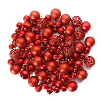Set of Christmas Tree Decoration Balls 100 pcs, red