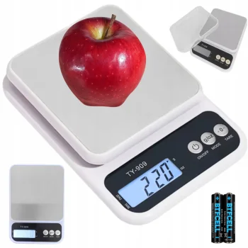Elektroninės virtuvinės svarstyklės su indu 5 kg / 1 g, baltos