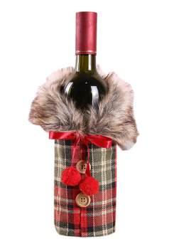 Plaid Christmas Wine Bottle Cover Sweater