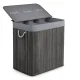 Massido 150L Bamboo Laundry Basket with Lid and 3 Compartments