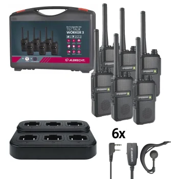 Albrecht Tectalk Worker 3 Walkie-Talkie Set 6 pcs. with Case