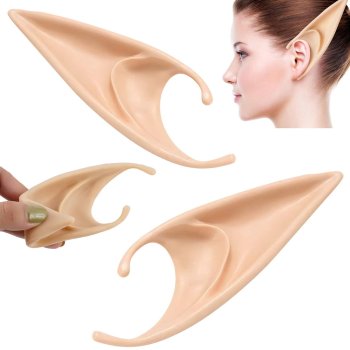 Silicone Elf Ears for Cosplay and Halloween Costume, Flesh-Colored