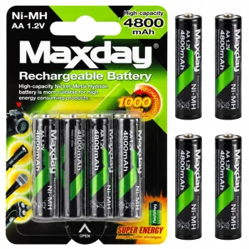 AA R6 Ni-MH 1.2V 4800 mAh Rechargeable Batteries, 4 pcs