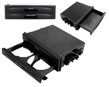 1 DIN Car Cup Holder and Storage Box, Black