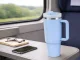 Large Thermal Mug with Handle and Straw 1.2L Stainless Steel, Blue